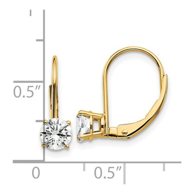 14K Yellow Gold CZ Round Leverback Earrings – view 5