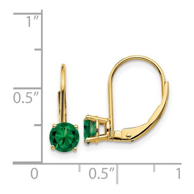 14K Yellow Gold Lab-Created Helenite Round Mount St Helens Leverback Earrings – view 4