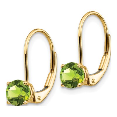 14K Yellow Gold Peridot Round Leverback Earrings – view 2