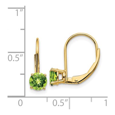 14K Yellow Gold Peridot Round Leverback Earrings – view 4