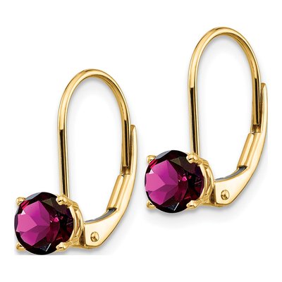 14K Yellow Gold Rhodolite Garnet Leverback Earrings – view 2