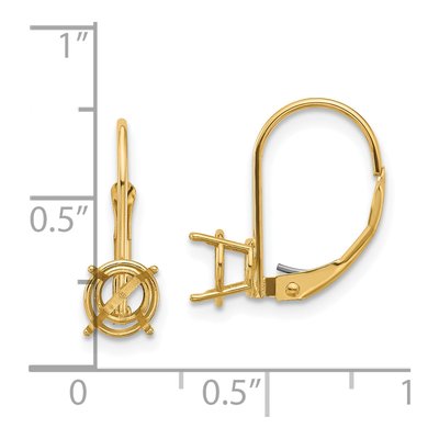 14K Yellow Gold Round Leverback Mounts Earring Mounting – view 3