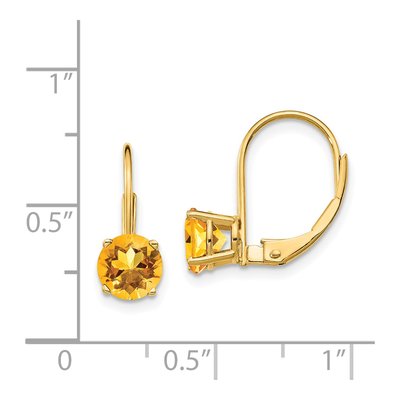 14K Yellow Gold Citrine Round Leverback Earrings – view 5