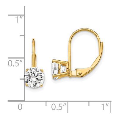 14K Yellow Gold CZ Round Leverback Earrings – view 5