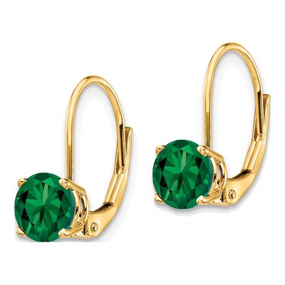 14K Yellow Gold Lab-Created Helenite Mount St Helens Leverback Earrings – view 2