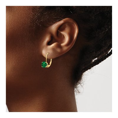 14K Yellow Gold Lab-Created Helenite Mount St Helens Leverback Earrings – view 3