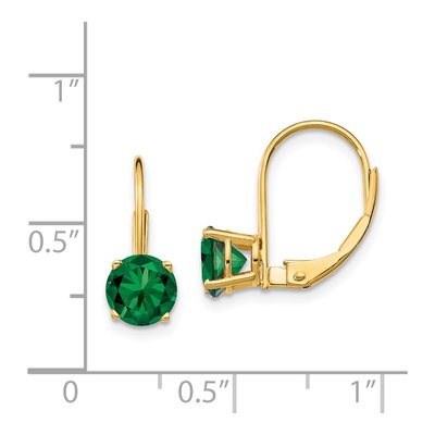 14K Yellow Gold Lab-Created Helenite Mount St Helens Leverback Earrings – view 4