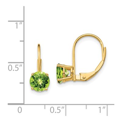 14K Yellow Gold Peridot Round Leverback Earrings – view 4