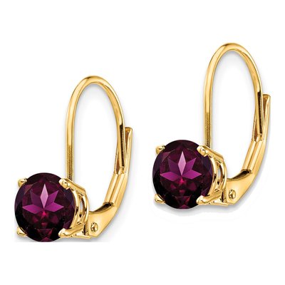 14K Yellow Gold Rhodolite Garnet Leverback Earrings – view 2