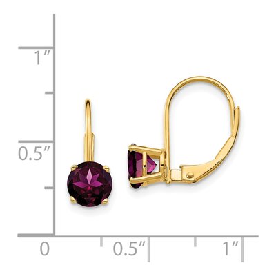 14K Yellow Gold Rhodolite Garnet Leverback Earrings – view 4
