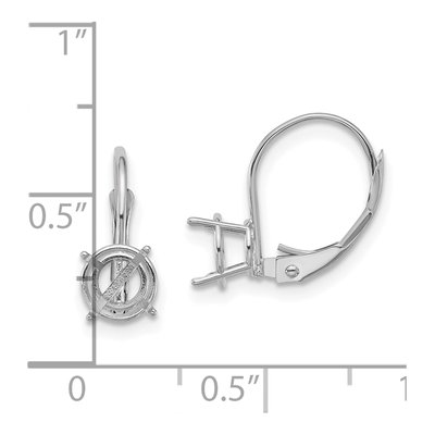 14K White Gold Leverback Earring Mounting – view 3