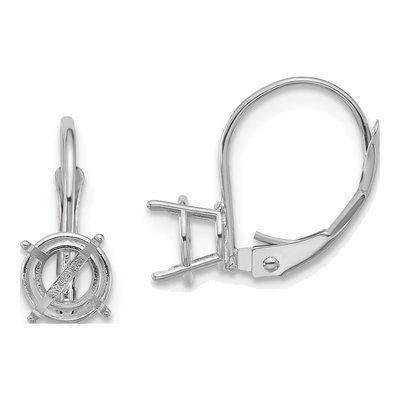 14K White Gold Leverback Earring Mounting