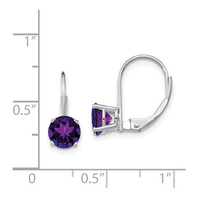 14K White Gold Amethyst Round Leverback Earrings – view 5