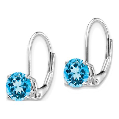 14K White Gold Swiss Blue Topaz Leverback Earrings – view 2