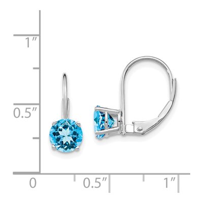 14K White Gold Swiss Blue Topaz Leverback Earrings – view 4