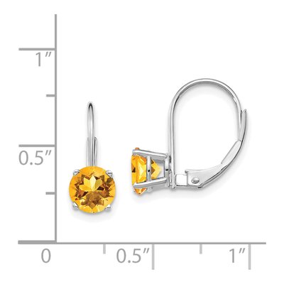 14K White Gold Citrine Round Leverback Earrings – view 4