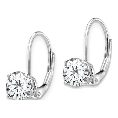 14K White Gold CZ Round Leverback Earrings – view 3
