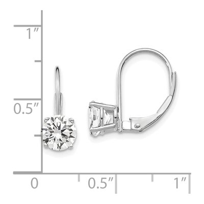 14K White Gold CZ Round Leverback Earrings – view 5