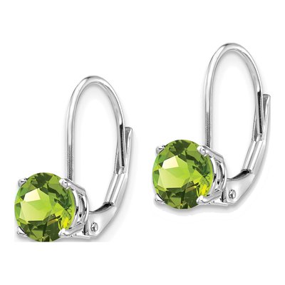 14K White Gold Peridot Round Leverback Earrings – view 2