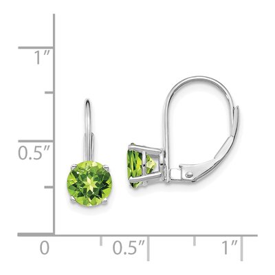 14K White Gold Peridot Round Leverback Earrings – view 4