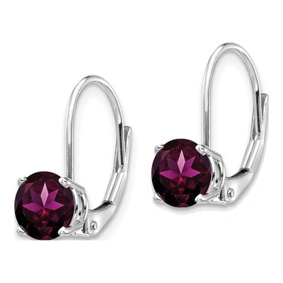 14K White Gold Rhodolite Garnet Leverback Earrings – view 2