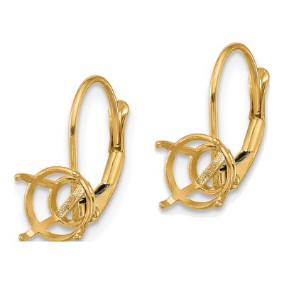 14K Yellow Gold Round Leverback Earring Mounting – view 2