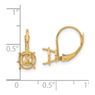 14K Yellow Gold Round Leverback Earring Mounting – view 3