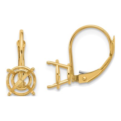 14K Yellow Gold Round Leverback Earring Mounting