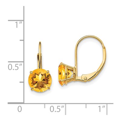 14K Yellow Gold Citrine Round Leverback Earrings – view 4
