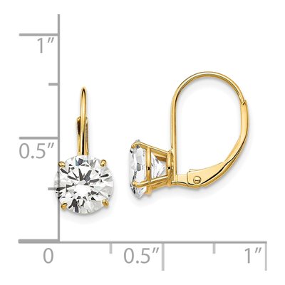 14K Yellow Gold CZ Round Leverback Earrings – view 5