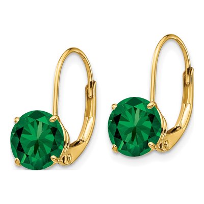 14K Yellow Gold Lab-Created Helenite Mount St Helens Leverback Earrings – view 2