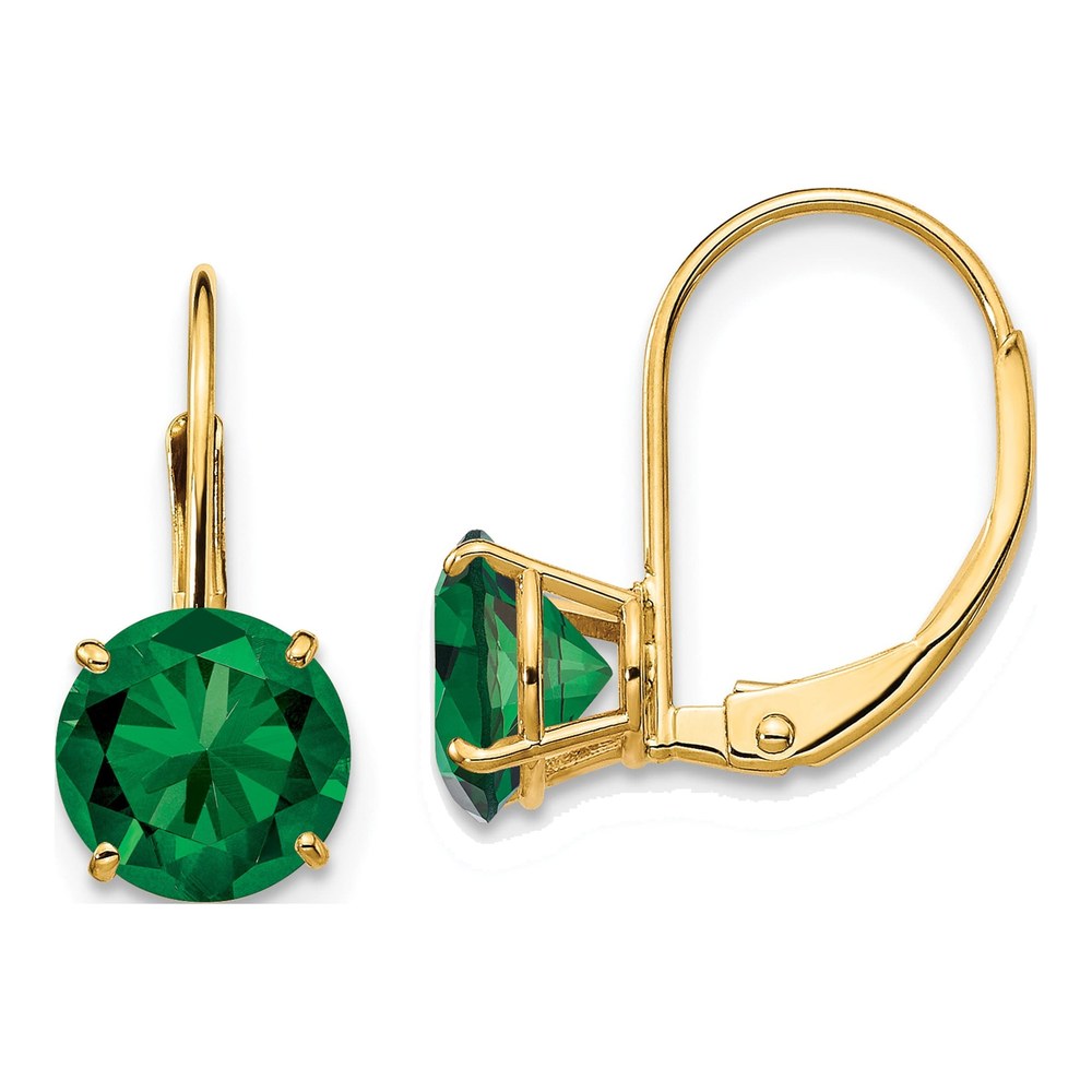 14K Yellow Gold Lab-Created Helenite Mount St Helens Leverback Earrings