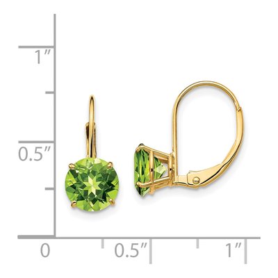 14K Yellow Gold Peridot Round Leverback Earrings – view 4