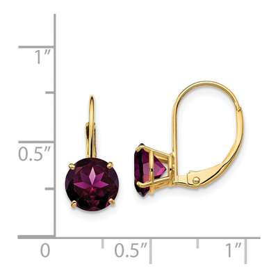 14K Yellow Gold Rhodolite Garnet Round Leverback Earrings – view 4