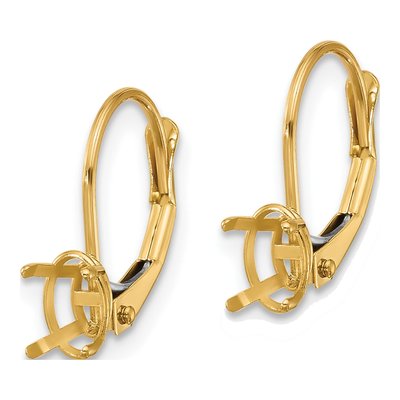 14K Yellow Gold Oval Leverback Earring Mounting – view 2