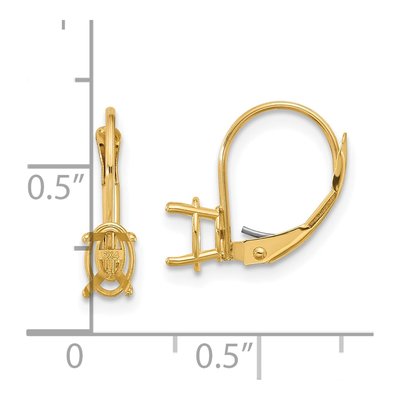 14K Yellow Gold Oval Leverback Earring Mounting – view 3