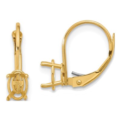 14K Yellow Gold Oval Leverback Earring Mounting
