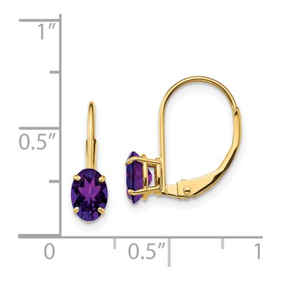 14K Yellow Gold Amethyst Oval Leverback Earrings – view 5
