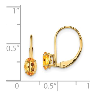 14K Yellow Gold Citrine Oval Leverback Earrings – view 4
