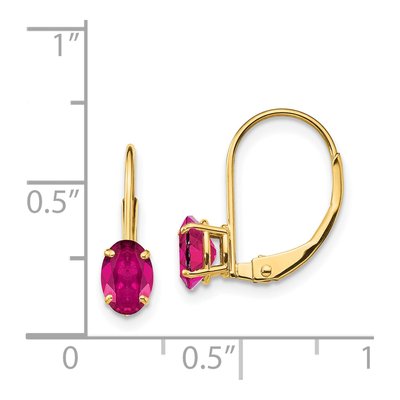 14K Yellow Gold Lab-Created Ruby Leverback Earrings – view 4