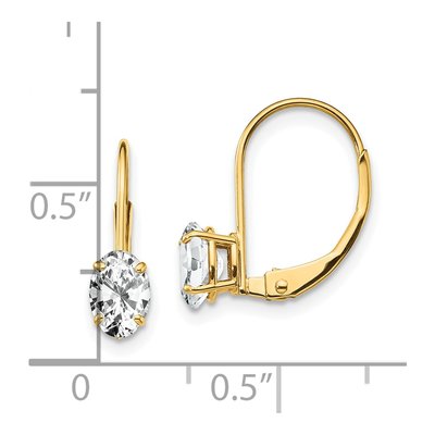 14K Yellow Gold CZ Oval Leverback Earrings – view 4