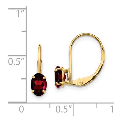 14K Yellow Gold Garnet Oval Leverback Earrings – view 5