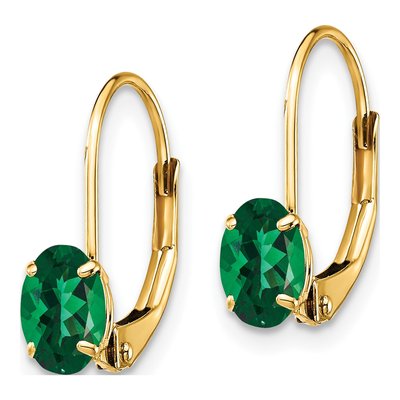 14K Yellow Gold Lab-Created Helenite Mount St Helens Leverback Earrings – view 2