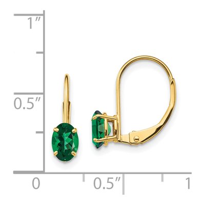 14K Yellow Gold Lab-Created Helenite Mount St Helens Leverback Earrings – view 4