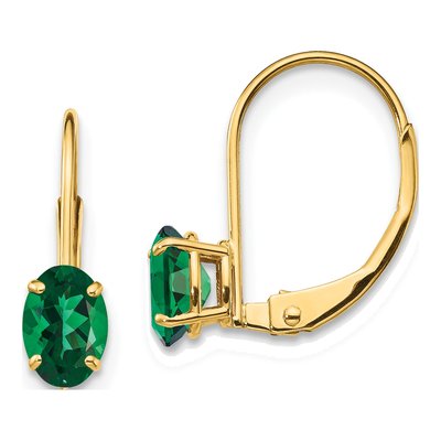 14K Yellow Gold Lab-Created Helenite Mount St Helens Leverback Earrings