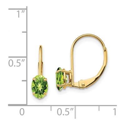 14K Yellow Gold Peridot Oval Leverback Earrings – view 5