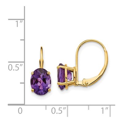 14K Yellow Gold Amethyst Oval Leverback Earrings – view 5