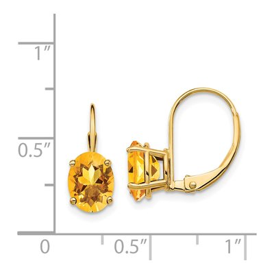 14K Yellow Gold Citrine Oval Leverback Earrings – view 4