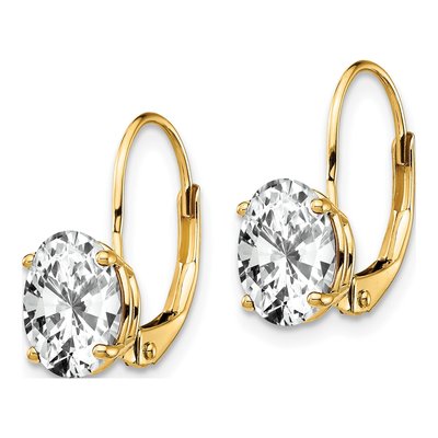 14K Yellow Gold CZ Oval Leverback Earrings – view 2