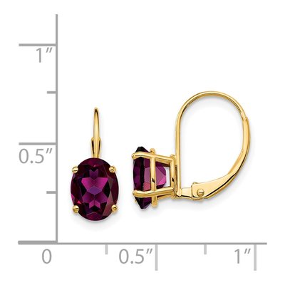 14K Yellow Gold Rhodolite Garnet Leverback Earrings – view 4